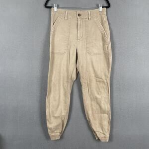 Gap Pants Womens 6 Beige Mushroom Organic Jogger Tapered Twill Casual Fit